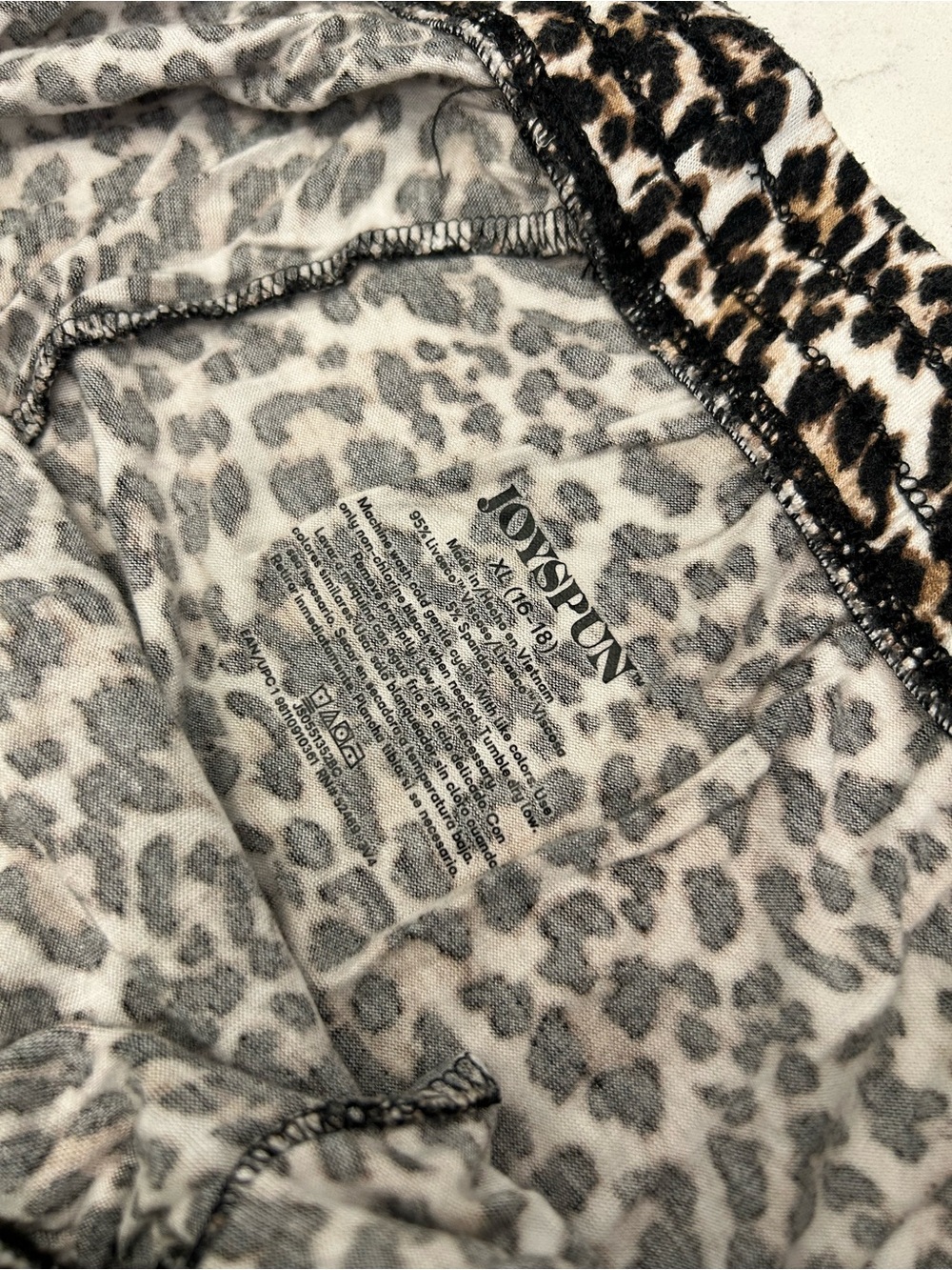 Women's Leopard Print Pajama Set - Taupe & Black Sleep Top and Pants - Picture 6 of 10